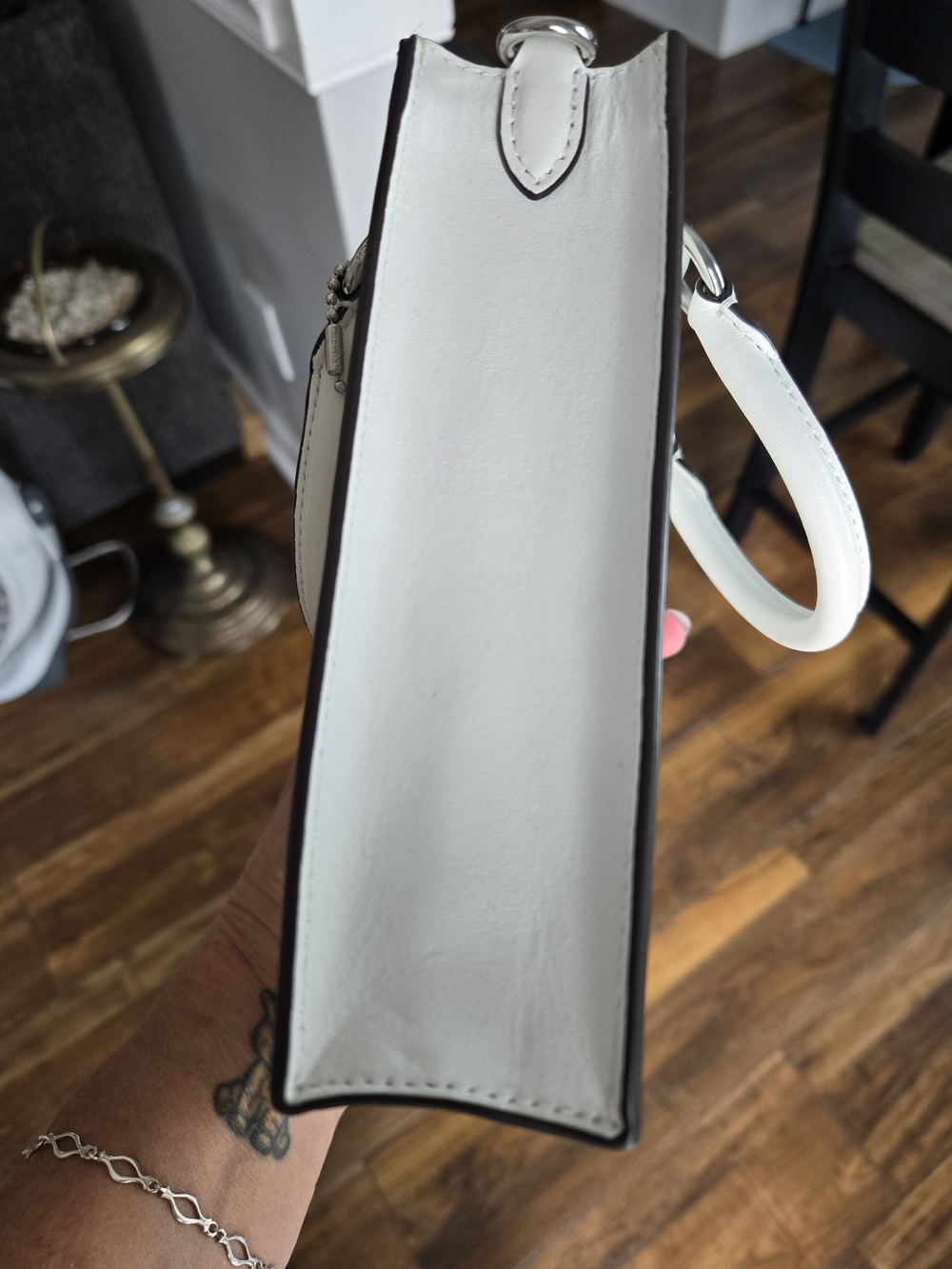 Coach North South Small Signature Mini Tote in Chalk White - Picture 6 of 7